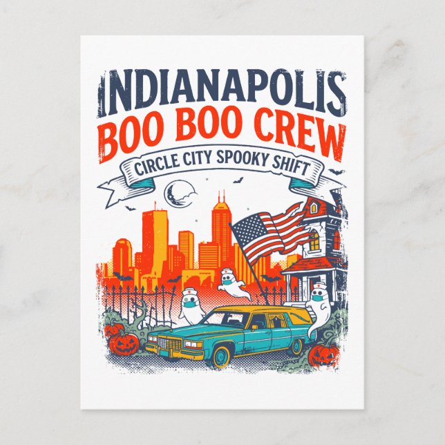 Indianapolis Circle City Spooky Shift Retro Vykort (Framsida)