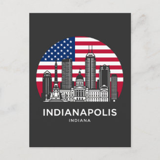 Indianapolis City Indiana American Flag Vykort