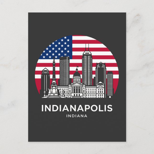Indianapolis City Indiana American Flag Vykort (Framsida)