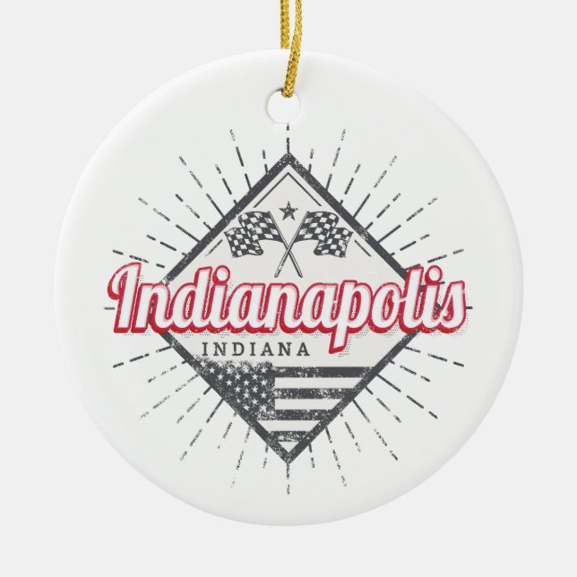 Indianapolis City Indiana United Stater USA Julgransprydnad Keramik (Framsidan)