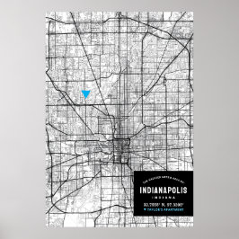 Indianapolis City Karta + markera din plats Poster