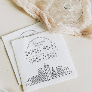 Indianapolis Deco Skyline Bröllop Event Napkins Pappersservett