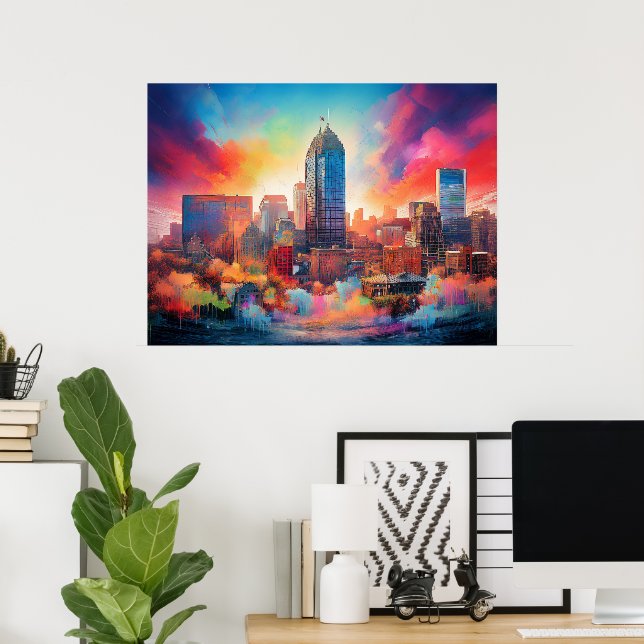 Indianapolis Färgglad Abstrakt Väggkonsttryck Poster (Hemmakontoret)