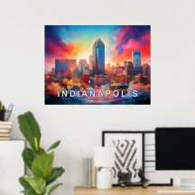 Indianapolis Färgglad Abstrakt Väggkonsttryck