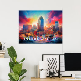 Indianapolis Färgglad Abstrakt Väggkonsttryck Poster