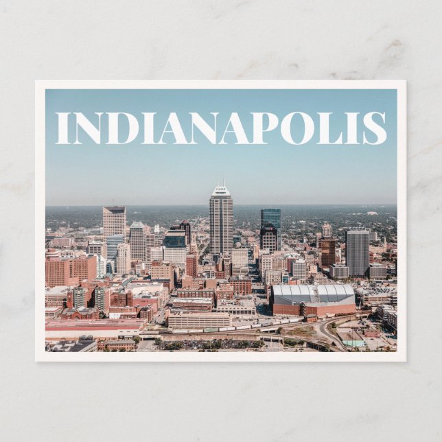 Indianapolis flygbild över stadens centrum Indiana Vykort (Framsida)