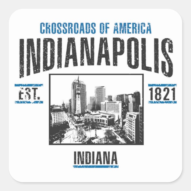 Indianapolis Fyrkantigt Klistermärke (Framsida)