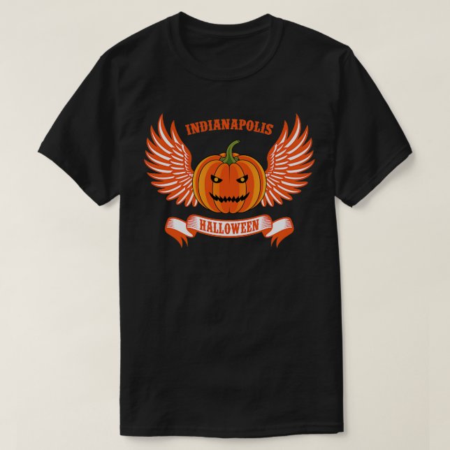 Indianapolis Halloween Flies Pumpkins T Shirt (Design framsida)