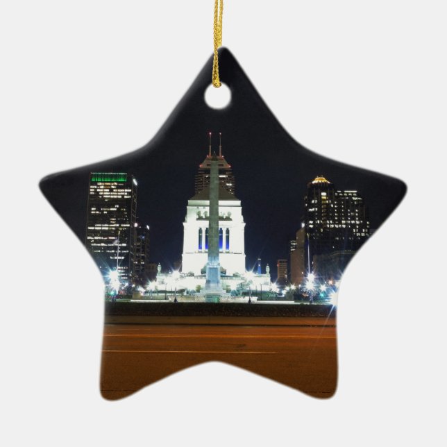 Indianapolis horisont på natten julgransprydnad keramik (Framsidan)