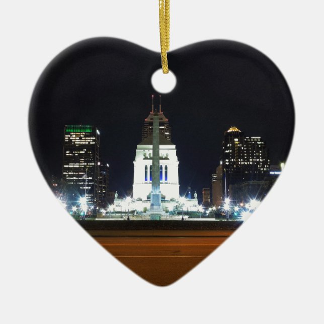 Indianapolis horisont på natten julgransprydnad keramik (Framsidan)