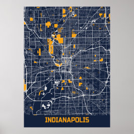 Indianapolis - Indiana Bluefresh City Karta Poster