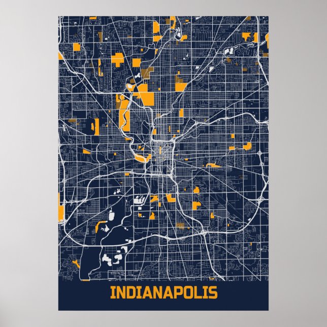 Indianapolis - Indiana Bluefresh City Karta Poster (Framsidan)