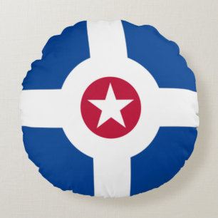 Indianapolis (Indiana City flagga) Rund Kudde