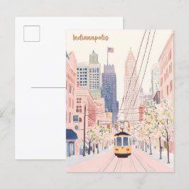 Indianapolis Indiana Gouache Illustration Travel Vykort