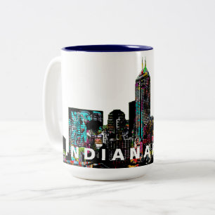 Indianapolis, Indiana i graffiti Två-Tonad Mugg