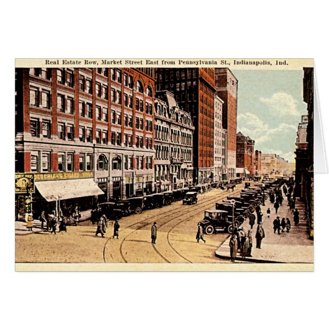 Indianapolis Indiana i stadens centrum 1915 Hälsningskort (Framsidan Horizontal)