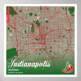 Indianapolis - Indiana Jul Färg City Karta Poster