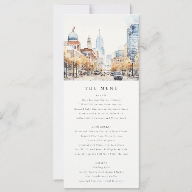 Indianapolis, Indiana Landscape Wedding Menu Card Inbjudningar (Framsida)