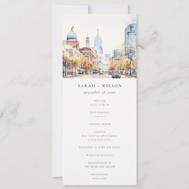 Indianapolis, Indiana Landscape Wedding Program (Framsida)