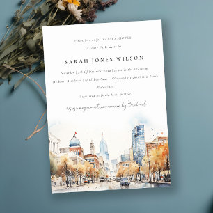 Indianapolis Indiana Landskaps Baby Shower Inbjudningar