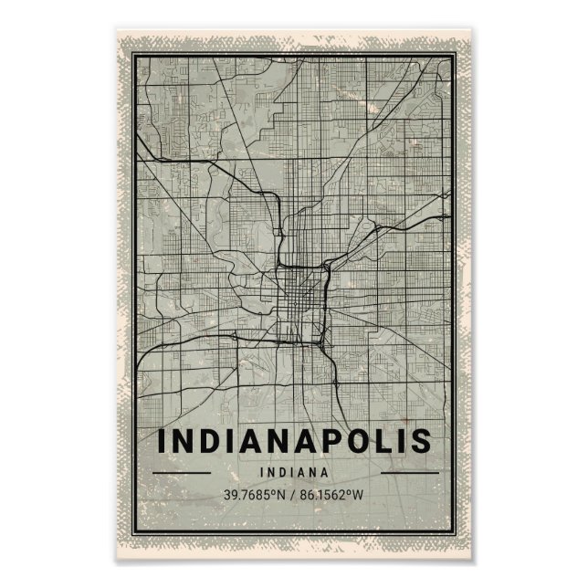 Indianapolis indiana map print poster canvas (Framsidan)