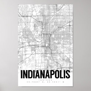 Indianapolis Indiana Minimalist Karta Art Poster