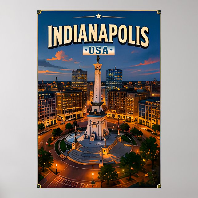 🏁 Indianapolis Indiana Semester Minne Poster (Framsidan)