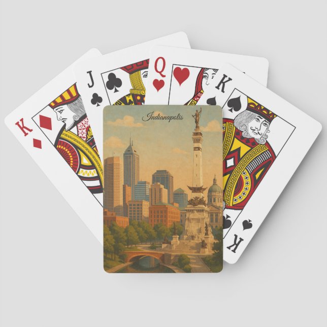 Indianapolis Indiana Siluett Stadspanorama Casinokort (Baksidan)
