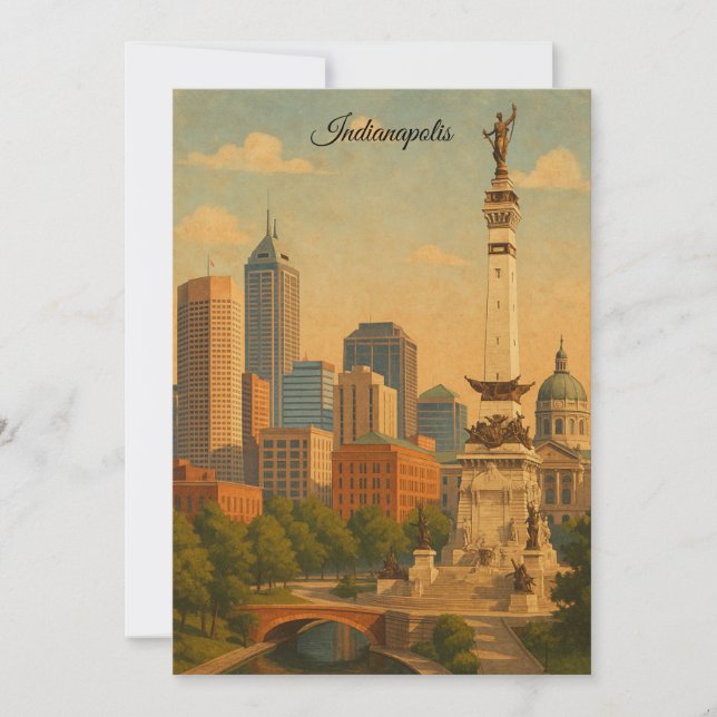 Indianapolis Indiana Siluett Stadspanorama Inbjudningar (Framsida)