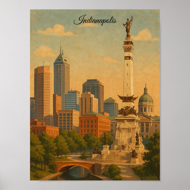 Indianapolis Indiana Siluett Stadspanorama Poster (Framsidan)