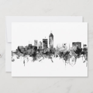 Indianapolis Indiana Skyline Black White Inbjudningar