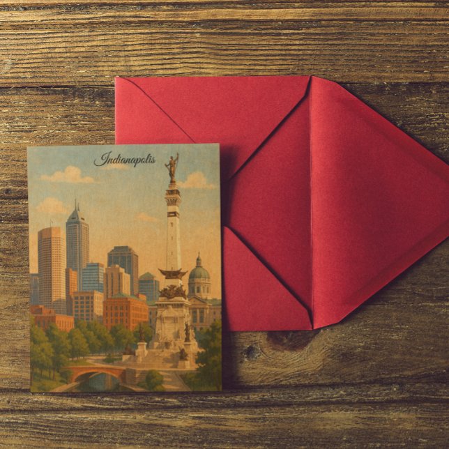 Indianapolis Indiana Skyline City Panorama Vykort (Indianapolis Indiana Skyline City Panorama Postcard)