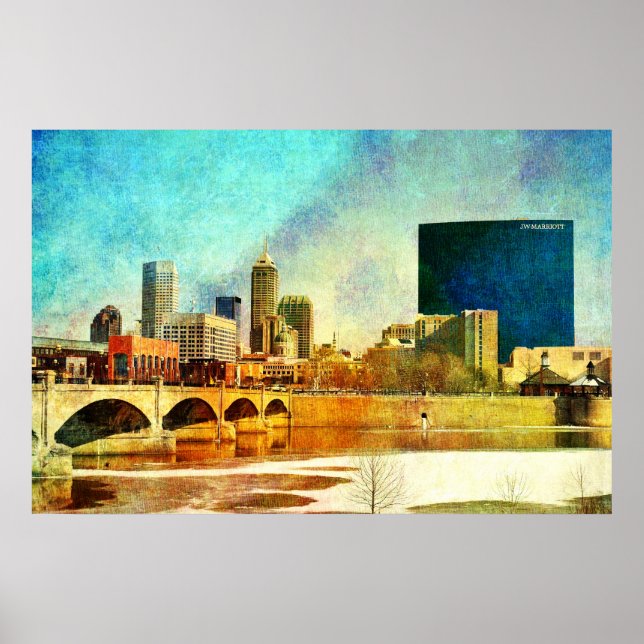 Indianapolis Indiana Skyline Poster (Framsidan)