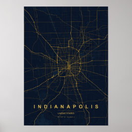 Indianapolis Indiana Stiliserad Karttryck Poster