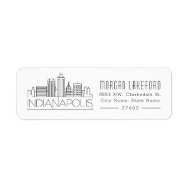 Indianapolis, Indiana Stylized Skyline | Returadress Etikett