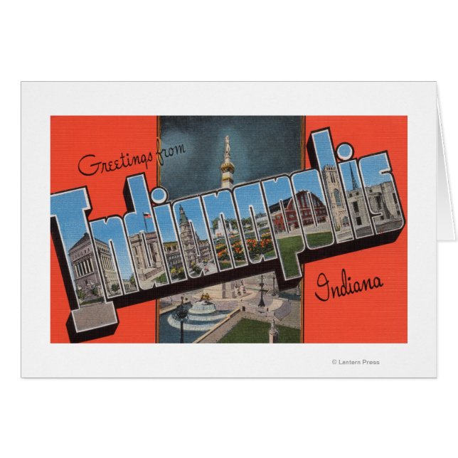 Indianapolis, Indiana (Town Plaza) Hälsningskort (Framsidan Horizontal)