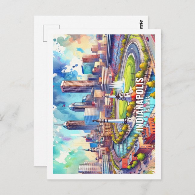 Indianapolis Indiana, USA, Berömd Ställe, vattenfä Vykort (Fram/baksida)