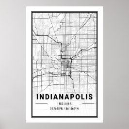 Indianapolis Indiana USA Cities Travel City Karta Poster