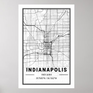 Indianapolis Indiana USA Cities Travel City Karta Poster