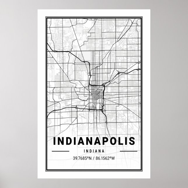 Indianapolis Indiana USA Cities Travel City Karta Poster (Framsidan)