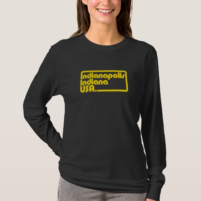 Indianapolis Indiana Usa Retro Rectangular Raceway T Shirt (Framsida)