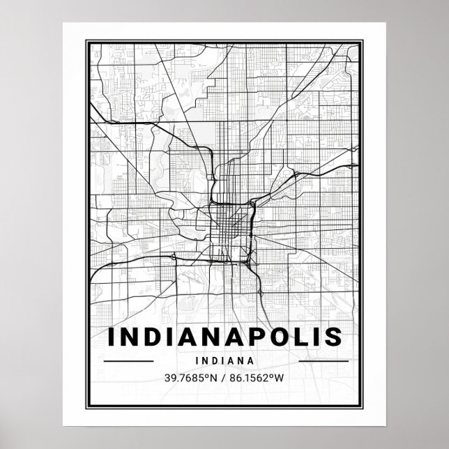 Indianapolis Indiana USA Travel City Karta Poster (Framsidan)