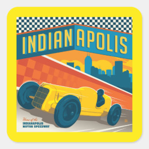 Indianapolis, Indiana Vintage Racer Fyrkantigt Klistermärke