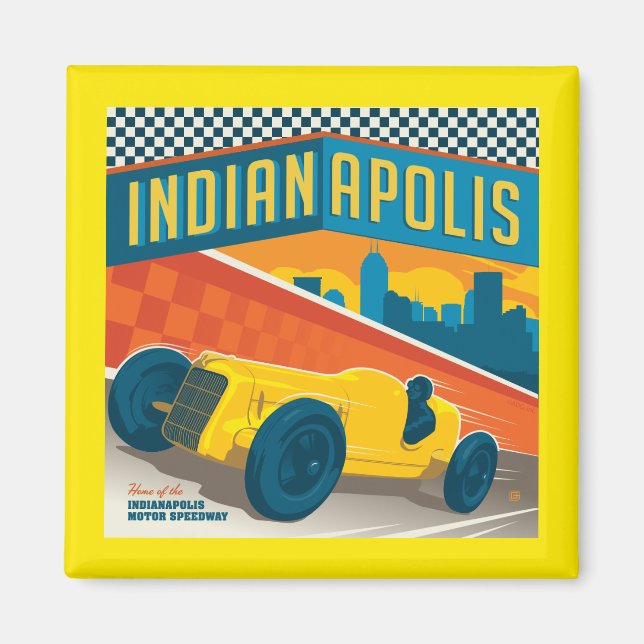 Indianapolis, Indiana | Vintage Racer Magnet (Framsidan)
