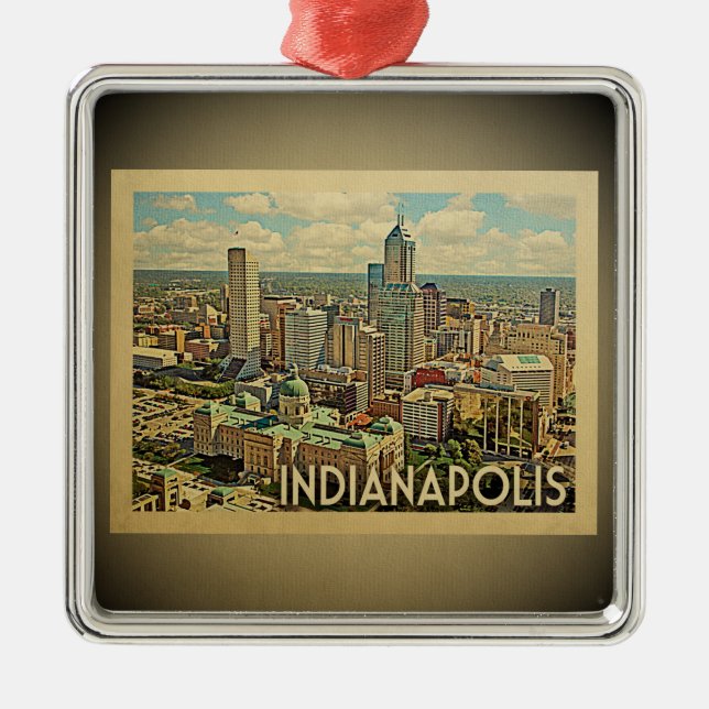 Indianapolis Indiana vintage resorprydnad Julgransprydnad Metall (Framsidan)