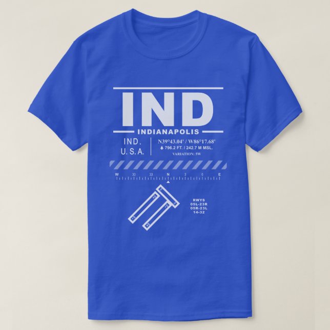 Indianapolis Internationell flygplats IND T-Shirt (Design framsida)