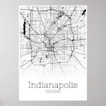 Indianapolis Karta - Indiana - City Karta Poster