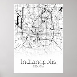 Indianapolis Karta - Indiana - City Karta Poster