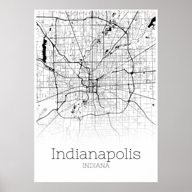 Indianapolis Karta - Indiana - City Karta Poster (Framsidan)