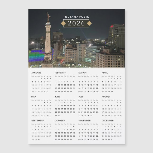 Indianapolis Monument 2026 Calendar Magnet (Framsida)